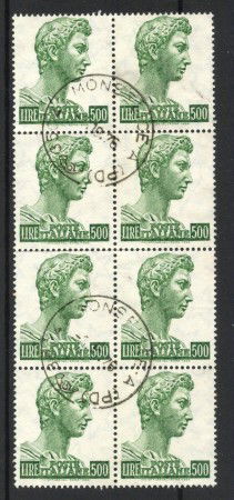 1969 - REPUBBLICA - LOTTO/42831 - 500 LIRE  SAN GIORGIO BLOCCO DI 8 USATI