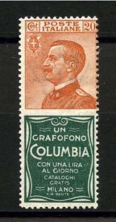 1924 - REGNO - LOTTO/39851 - 20c. PUBBLICITARIO COLUMBIA - NUOVO