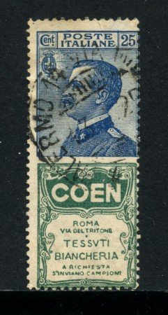 1924/1925 REGNO - 25 cent. FRANCOBOLLI PUBBLICITARI COEN - USATO - LOTTO/32127