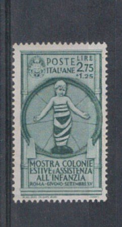 1937 - LOTTO/REG414N - REGNO - 2,75+1,75 LIRE COLONIE ESTIVE - N