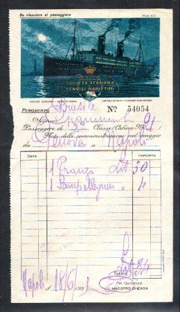 1929 - LOTTO/10702 - REGNO - PIROSCAFO BRASILE CONTO DI BORDO