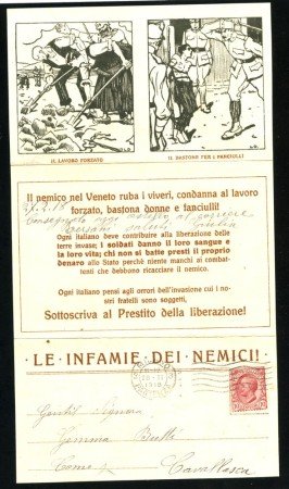 1918 - REGNO - LOTTO/41572 -  CARTOLINA LE INFAMIE DEI NEMICI - USATA VIAGGIATA