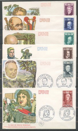 1969 - FRANCIA - PERSONAGGI CELEBRI - 6 BUSTE FDC - LOTTO/26659