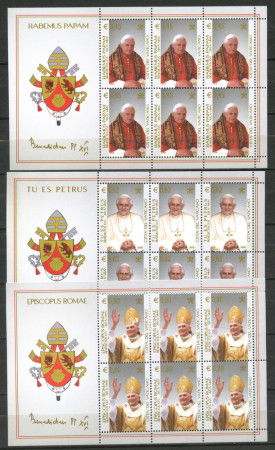 2005 - VATICANO - LOTTO/43100 - INZIO PONTIFICATO DI PAPA BENEDETTO XVI° - 3 FOGLIETTI NUOVI