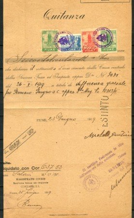 1919 - FIUME - LOTTO/39763 -  QUIETANZA DI PAGAMENTO CON FRANCOBOLLI POSTALI