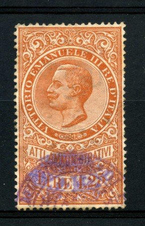 1915 - MARCHE ATTI AMMINISTRATIVI -1,25 LIRE  GIALLO ARANCIO - LOTTO/32464