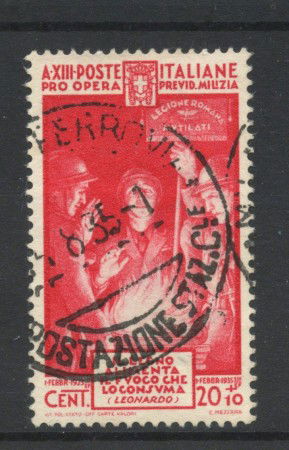 1935 - REGNO - LOTTO/47395 - 20+10 CENT. PREVIDENZA MILIZIA - USATO