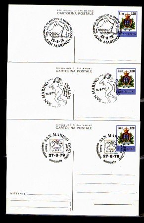 1979 - LOTTO/1073 - SAN MARINO - MOSTRA FILATELICA - 3 CARTOLINE POSTALI