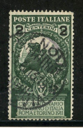 1913 - REGNO - 2 SU 5c. VERDE UNITA' D'ITALIA - USATO - LOTTO/29867
