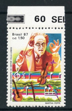 1987 - BRASILE - COMPOSITORE H. VILLA LOBOS - NUOVO - LOTTO/27828