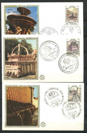 1975 - REPUBBLICA - FONTANE D'ITALIA - 3 BUSTE FDC FILAGRANO - LOTTO/27492