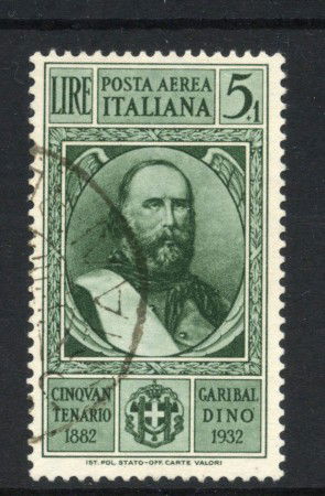 1932 - REGNO - LOTTO/47469 - POSTA AEREA - 5+1 LIRA  G.GARIBALDI - USATO