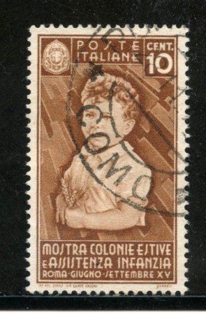 1937 - REGNO -10c. MOSTRA COLONIE ESTIVE - USATO - LOTTO/29570