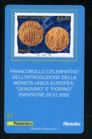2002 - LOTTO/20893 - REPUBBLICA - MONETA UNICA GENOVINO FIORINO - TESSERA FILAT.
