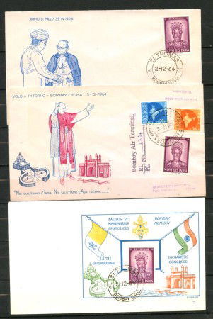 1964 - INDIA - LOTTO/43525 - VIAGGIO DI PAPA PAOLO VI° IN INDIA - 3 BUSTE