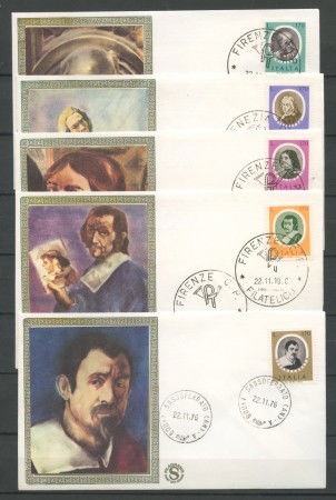 1976 - REPUBBLICA - ARTISTI ITALIANI - 5 BUDTE FDC FILAGRANO - LOTTO/27504