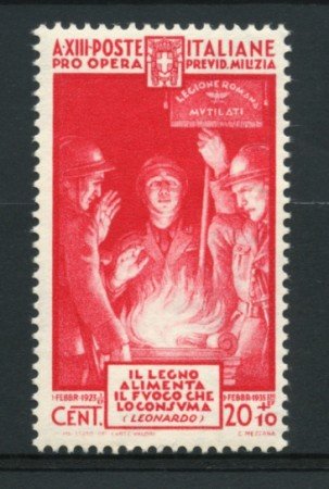 1935 - LOTTO/11723 - REGNO - 20+10c. PRO MILIZIA  - NUOVO