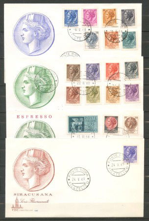 1968/69 - REPUBBLICA - LOTTO/42534 - SIRACUSANA 18v.  BUSTE  FDC