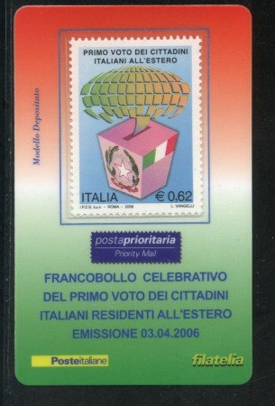 2006 - LOTTO/20972 - REPUBBLICA - 62c. VOTO ITALIANI ALL'ESTERO - TESSERA FILAT.
