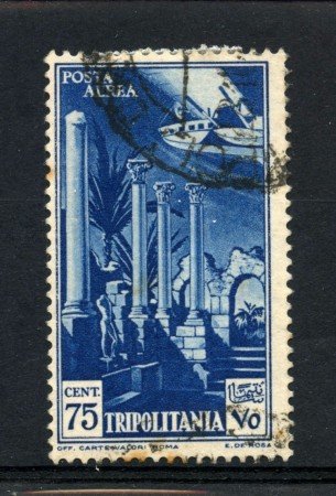 1931/32 - TRIPOLITANIA - 75c. POSTA AEREA - USATO - LOTTO/30236