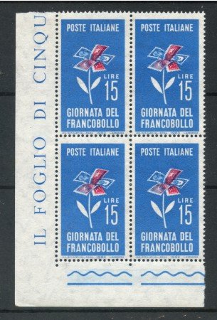 1963 - LOTTO/6422Q - REPUBBLICA - GIORNATA FRANCOBOLLO - QUARTINA NUOVI