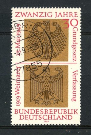 1969 - GERMANIA FEDERALE - 20° ANNIVERSARIO REPUBBLICA - USATO - LOTTO/30958U