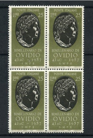 1957 - LOTTO/6311Q - REPUBBLICA - 25 L. BIMILLENARIO DI OVIDIO - QUARTINA NUOVI