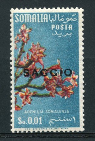 1956 - LOTTO/14991 - SOMALIA AFIS - 1 CENT. FIORI - SOPRASTAMPA SAGGIO - NUOVO