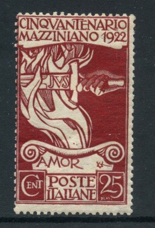 1922 - REGNO - 25 c. GIUSEPPE MAZZINI - LING - LOTTO/28429