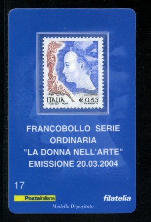2004 - LOTTO/20913 - REPUBBLICA - 65c. DONNA NELL'ARTE - TESSERA FILAT.