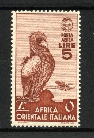 1938 - AFRICA ORIENTALE - LOTTO/12255 - 5 LIRE  POSTA AEREA - LINGUELLATO