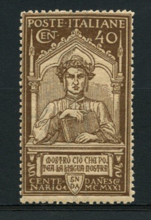 1921 - LOTTO/12750 - REGNO - 40c. DANTE ALIGHIERI - NUOVO