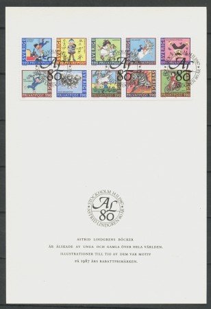 1987 - SVEZIA - FRANCOBOLLI SCONTATI 10v - BLOCCO USATO - LOTTO/27883