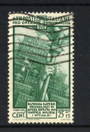 1935 - REGNO - LOTTO/47396 - 25+15 CENT. PREVIDENZA MILIZIA - USATO