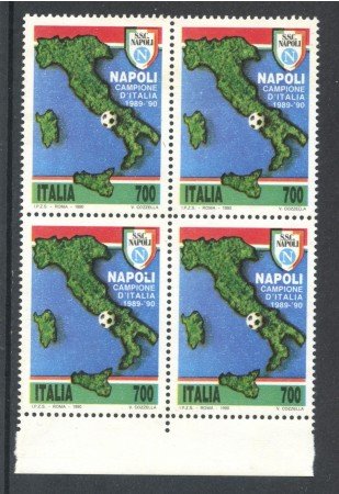 1990 - REPUBBLICA - NAPOLI CAMPIONE - QUARTINA NUOVI - LOTTO/6940Q