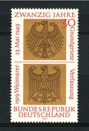 1969 - GERMANIA FEDERALE - 20° ANNIVERSARIO REPUBBLICA - NUOVO - LOTTO/30958
