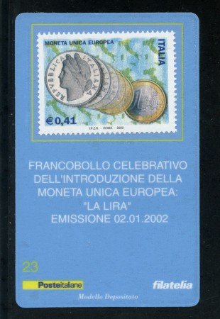 2002 - LOTTO/20895 - REPUBBLICA - MONETA UNICA LIRA - TESSERA FILAT.