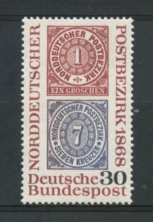 1968 - GERMANIA FEDERALE - 30p. CENTENARIO FRANCOBOLLI - NUOVO - LOTTO/30951