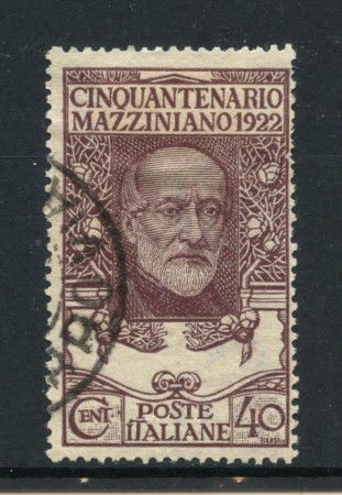 1922 - REGNO - LOTTO/43325 - 40 CENT. GIUSEPPE MAZZINI - USATO