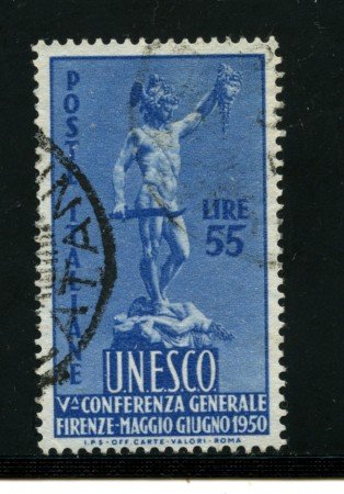 1950 - LOTTO/16282B - REPUBBLICA - 55 LIRE  UNESCO - USATO