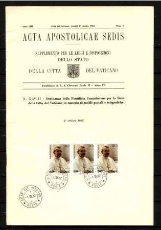 1992 - LOTTO/10997 - TARIFFE POSTALI - ACTA APOSTOLICAE