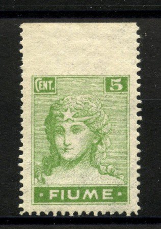 1919 - FIUME - LOTTO/40964 - 5 CENT. VERDE GIALLO VARIETA' - NUOVO