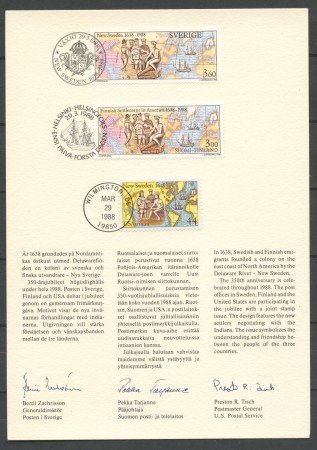 1988 - SVEZIA - 350° NUOVA SVEZIA - FOLDER CON EMISSIONE CONGIUNTA LOTTO/27834