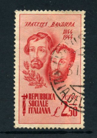 1944 - REPUBBLICA SOCIALE -  2,50 LIRE FRATELLI BANDIERA - USATO - LOTTO/25250B