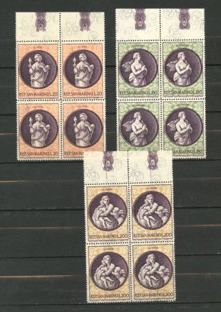 1969 - LOTTO/7921Q - SAN MARINO - NATALE DIPINTI 3v . QUARTINE NUOVI