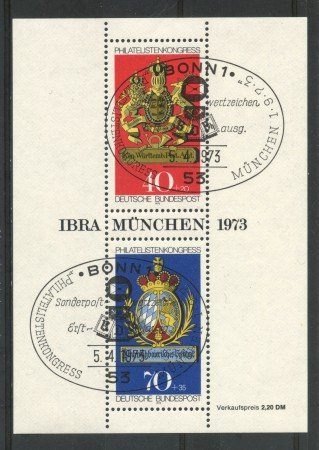 1973 - GERMANIA - ESPOSIZIONE FILATELICA IBRA 73 - FOGLIETTO USATO FDC - LOTTO/31035F