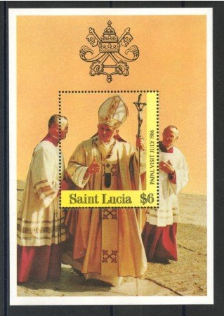 1986 - ST.LUCIA - VISITA DI PAPA G. PAOLO II° - FOGLIETTO - NUOVO - LOTTO/35975