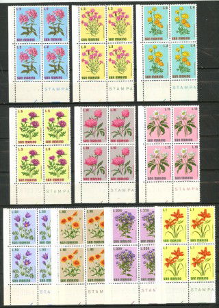 1971 - LOTTO/7932Q - SAN MARINO - FIORI 10v. - NUOVI IN QUARTINE
