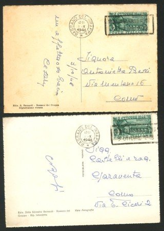 1948 - REPUBBLICA - LOTTO/40872 - PONTE DI BASSANO 2 CARTOLINE CON ANNULLO FDC