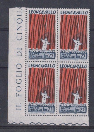 1958 - LOTTO/6333Q - REPUBBLICA - R.LEONCAVALLO QUARTINA